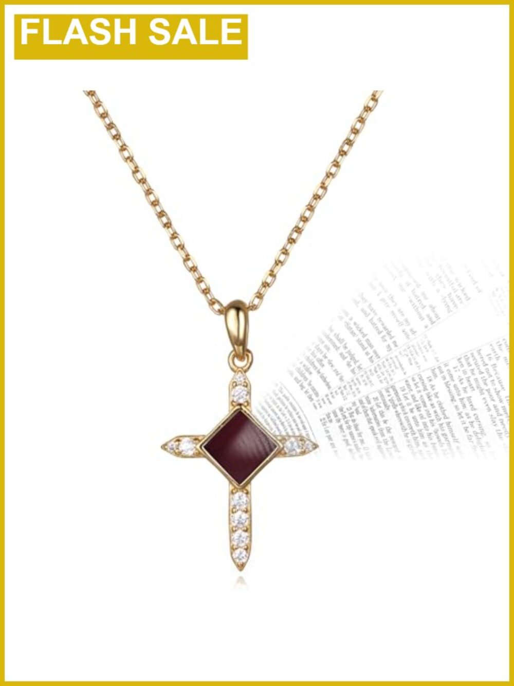 Gold Plated Cross Pendant Necklace Nano Bible Christian Faith Jewelry